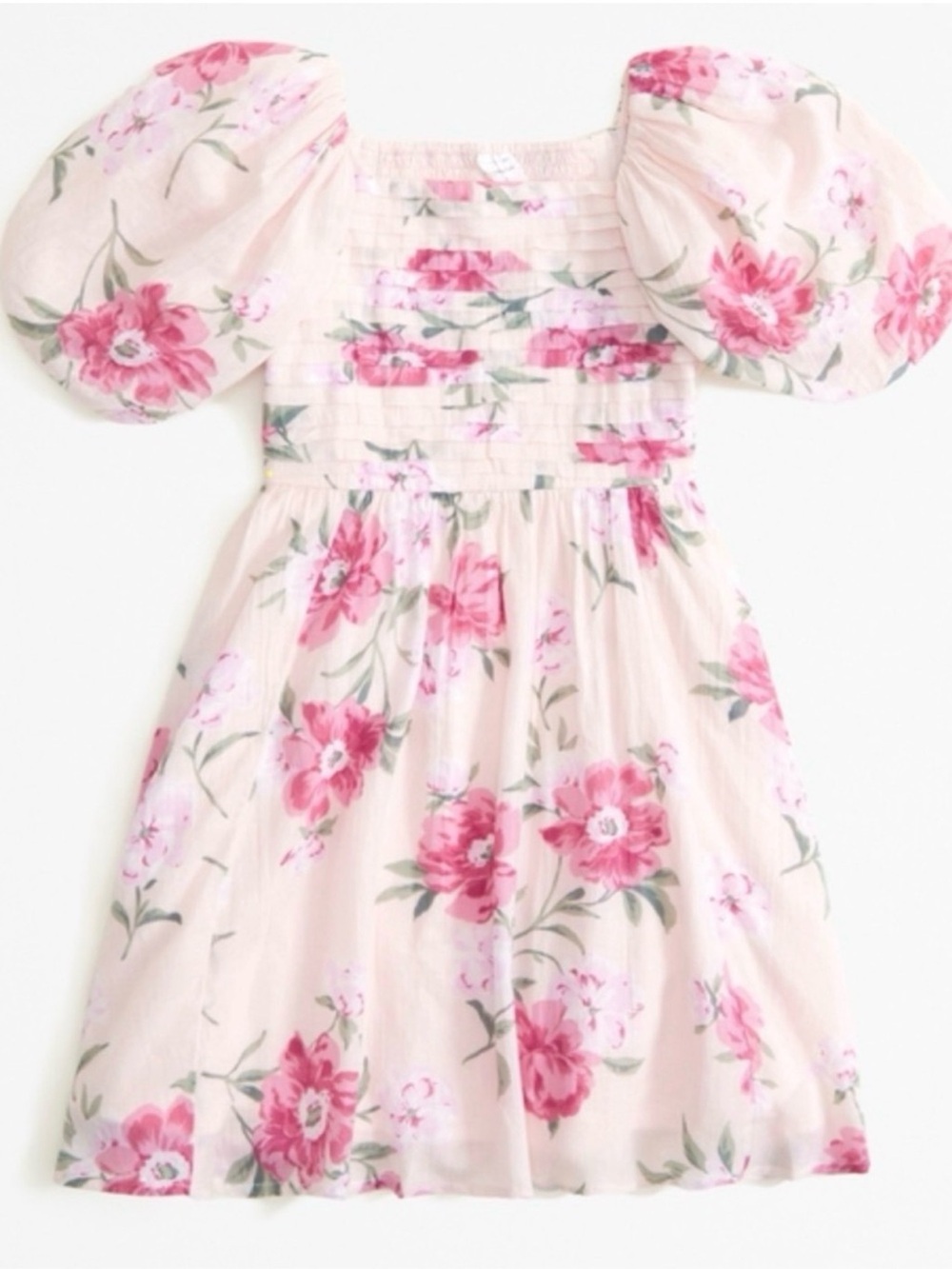 Abercrombie & Fitch Girls 11/12 Emerson Floral Puff Sleeve Mini Dress Pink